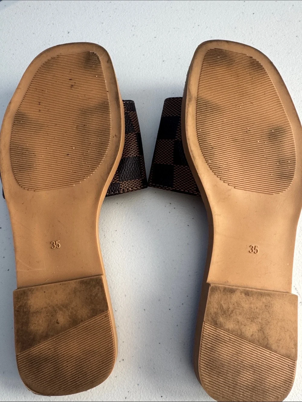 Louis Vuitton Brown and Dark Brown Damier Padlock Slide Sandals - Picture 5 of 10